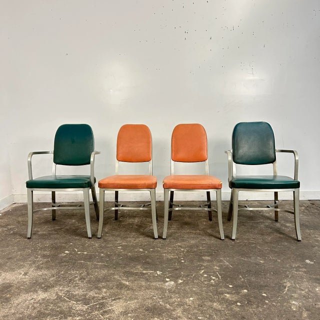 Set of 4 Good Form Aluminum Chairs This set is an unusual design that does not come around often. Measurements for the arm...
