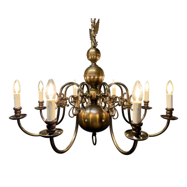 Large Antique Flemish 8-Branch Chandelier For Sale