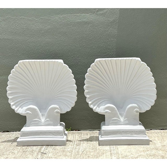 Vintage Clam Shell Pedestals - Set of 2 For Sale - Image 11 of 18