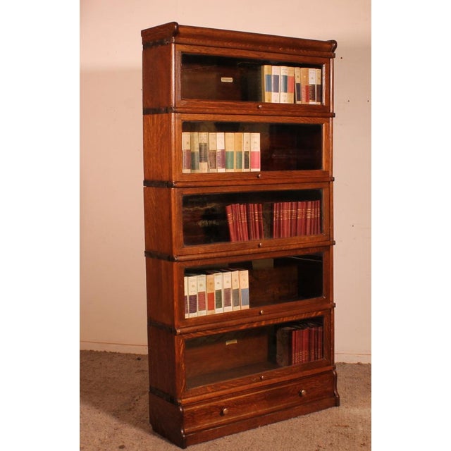 Tan Oak Bookcase with Drawer by Globe Wernicke For Sale - Image 8 of 11