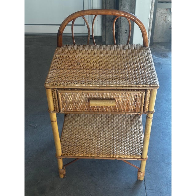 Vintage Bedside Tables in Rattan and Woven Wicker, Italy, 1970s, Set of 2 For Sale - Image 9 of 18