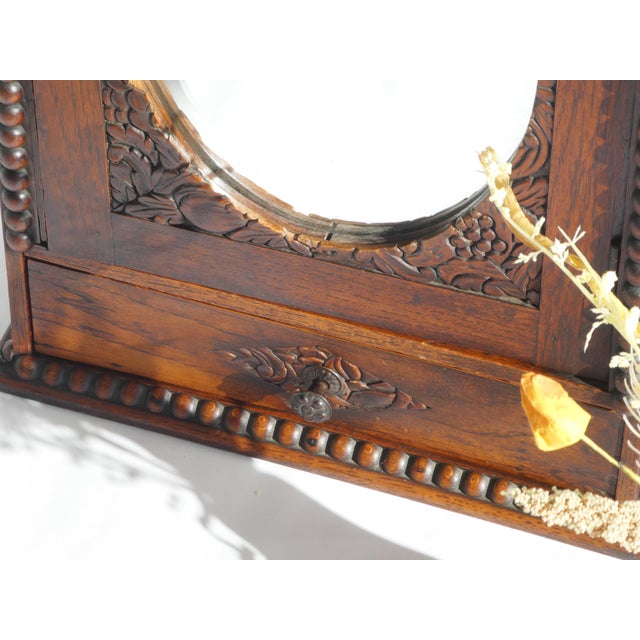 Small Art Deco Dark Wooden Mirror Cabinet, 1920s For Sale - Image 4 of 11