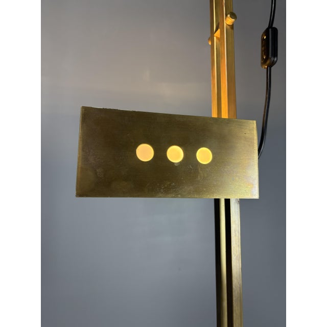 Art Deco Bauhaus Brass Adjustable Floor Lamp in the style of Marcel Breuer, 1980s For Sale - Image 14 of 18