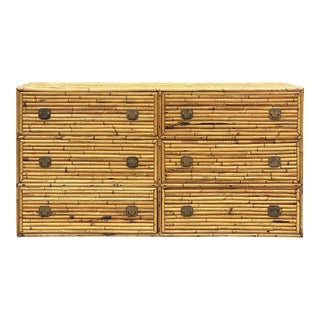1970s Bamboo and Brass Campaign Dresser For Sale