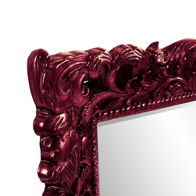 Textile Barcelona Mirror - Glossy Burgundy For Sale - Image 7 of 10