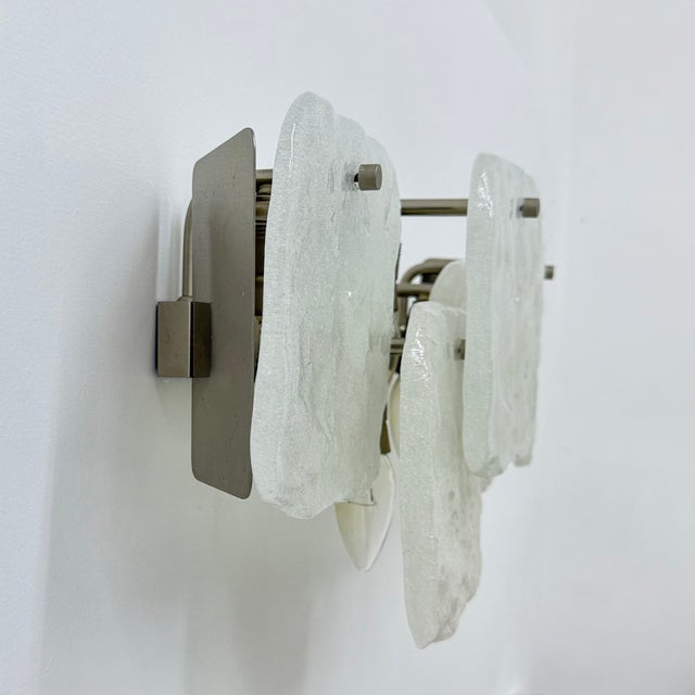 1960s Modern Frosted Ice Glass Wall Lamp by J. T. Kalmar for Kalmar, 1960s For Sale - Image 5 of 18