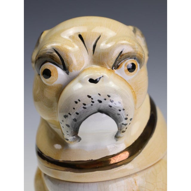 Seated Pug Tobacco Jar from Staffordshire Pottery, 1900 For Sale - Image 9 of 18