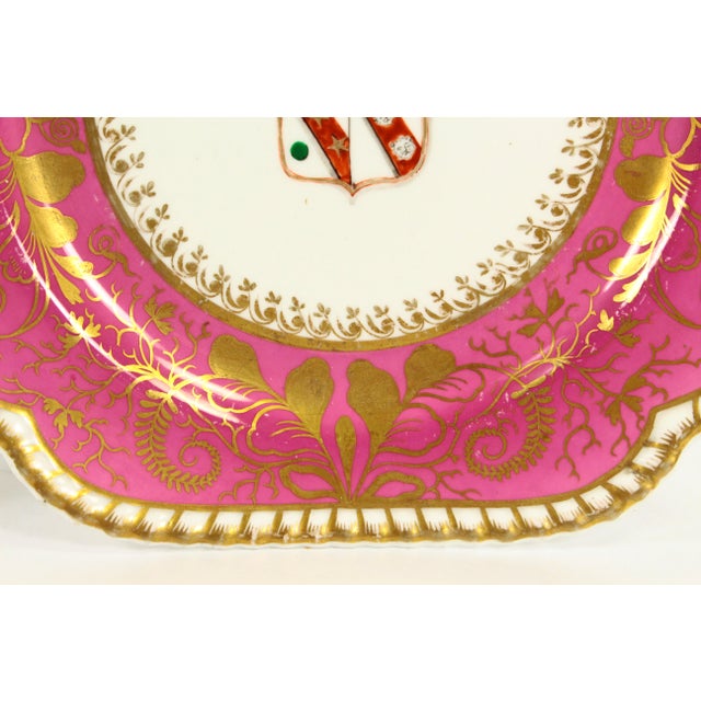 Early 1800's Spode Felspar Porcelain Pair of Armorial Cabinet Plates Welman Crest For Sale - Image 11 of 18