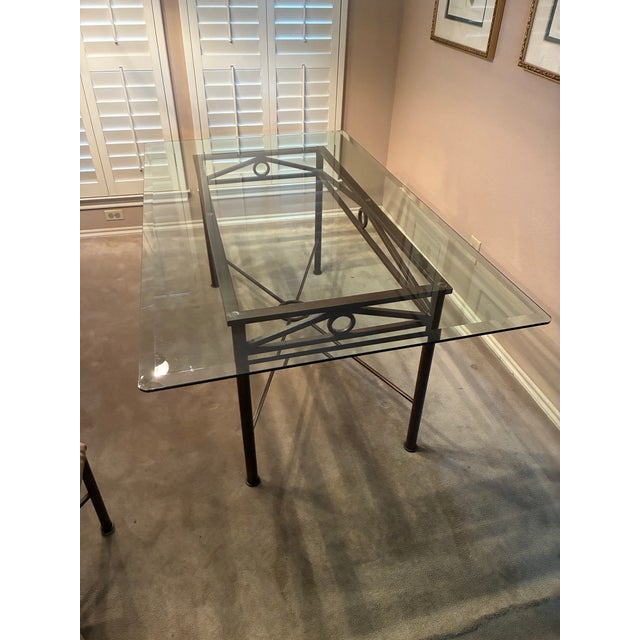 Kessler Industries 1980s Kessler Metal and Glass Dining Set of Table and Six Chairs - Set of 7 For Sale - Image 4 of 11