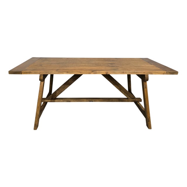 Farmhouse Pine Plank Refectory Kitchen Table, 1920 For Sale