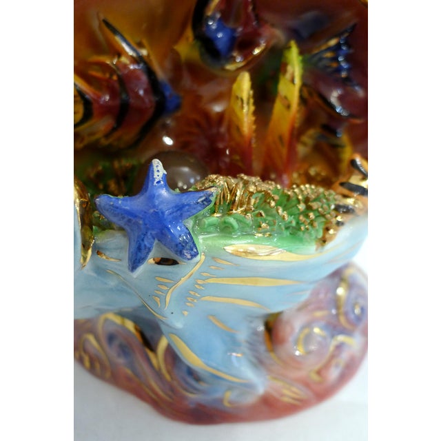 Ceramic Fish Night Light in Slip-Cast Earthenware by LP Ceroc Monaco, 1950s For Sale - Image 7 of 14