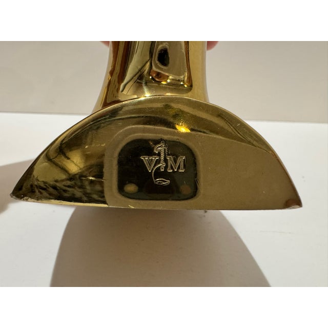 Late 20th Century Vintage Solid Brass Duck Bookends Mid Century Modern Sculptural Bird Pair Virginia Metalcrafters For Sale - Image 5 of 6