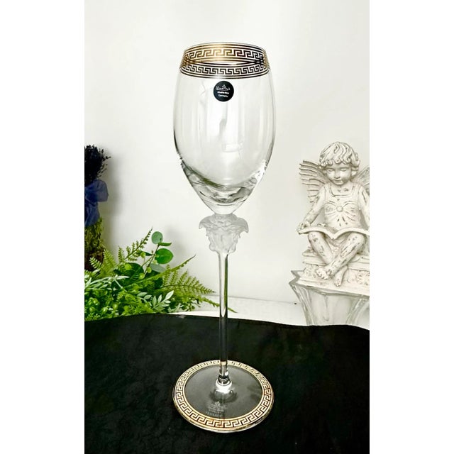 Traditional Rosenthal Versace Medusa d'Or Vintage White Wine Glass For Sale - Image 3 of 12
