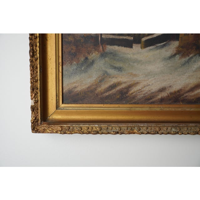 This antique oil on canvas, titled St. Theobalds Chapel, was painted by Edna M. Austin in March 1892. The work depicts a...