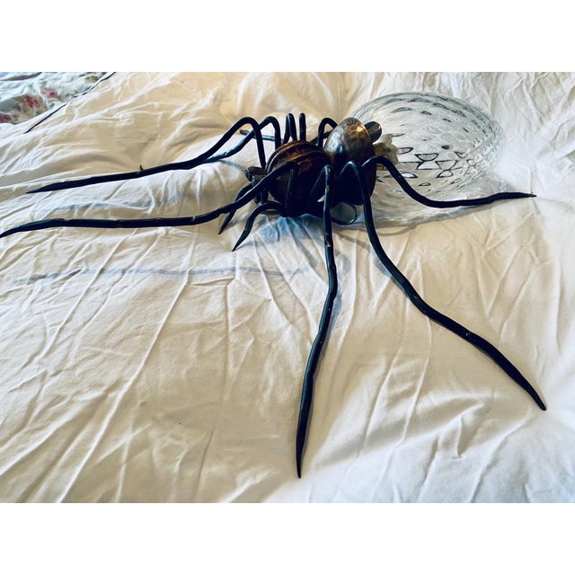 Mid-Century Modern Mid-Century Italian Modern Metal and Glass Spider Wall Lamp, 1950s For Sale - Image 3 of 18