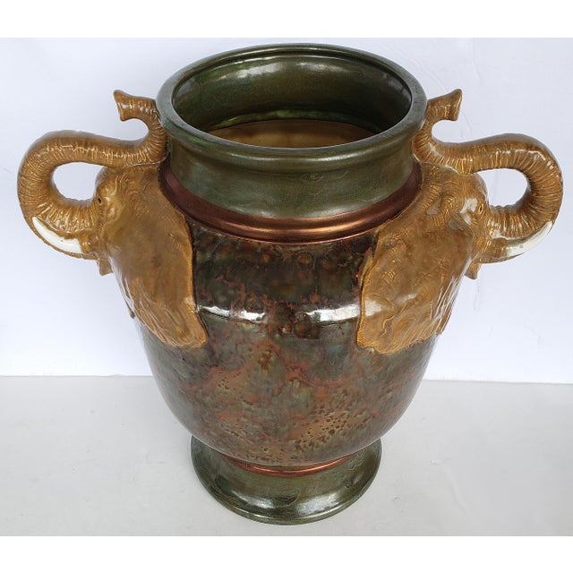 Vintage Ceramic Vase W/ Elephant Head Handles Chairish