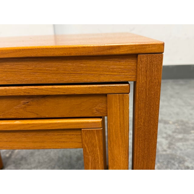 Brown Bent Silberg Mobler Teak Nest Tables, Mid 20th Century, Set of Three For Sale - Image 8 of 12