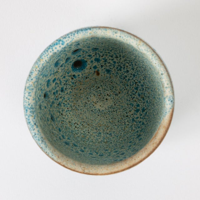 Ceramic Tea Cup With Blue Volcano Glaze Signed 2-71 For Sale - Image 7 of 12