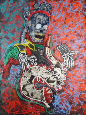 Sax Berlin Heaven's Gate, Jazz Bardo. Mixed Media Contemporary Neo-Classicism 2018