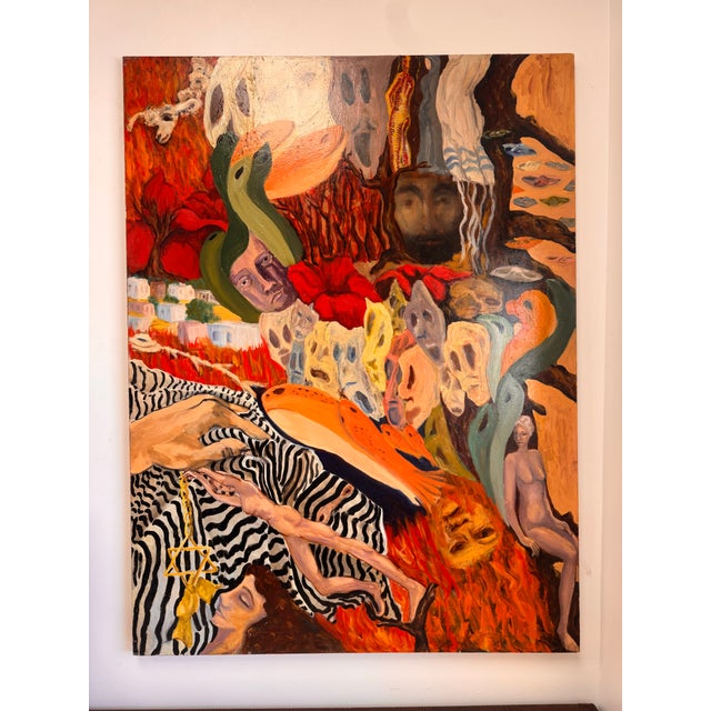 Orange 1992 Arge Surrealist Figural Painting by Lanzkron – Oil on Canvas For Sale - Image 8 of 9