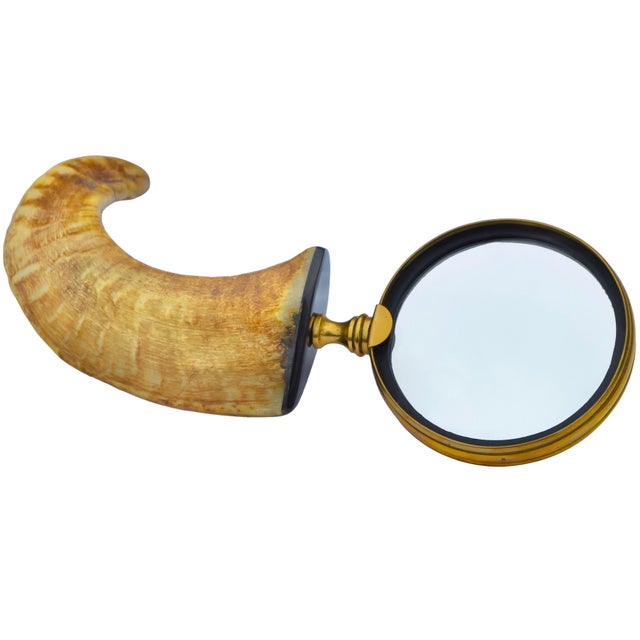 American Mid 20th Century Handcrafted Americana Horn & Brass Magnifying Glass For Sale - Image 3 of 7
