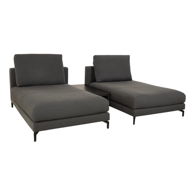 Grey Fabric Nuvola Chaise Longues and Coffee Table from Rolf Benz, Set of 3 For Sale