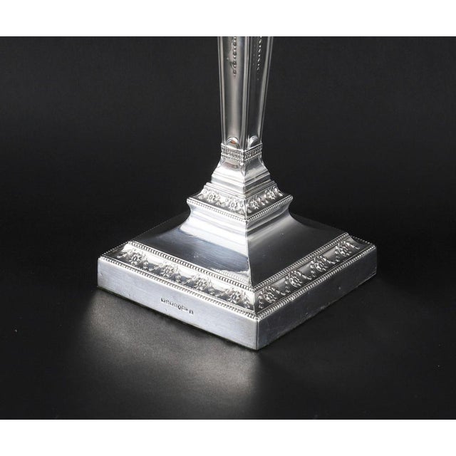 Antique Neoclassical Silver-Plated Candlesticks from Walker & Hall, 19th Century, Set of 2 For Sale - Image 9 of 15