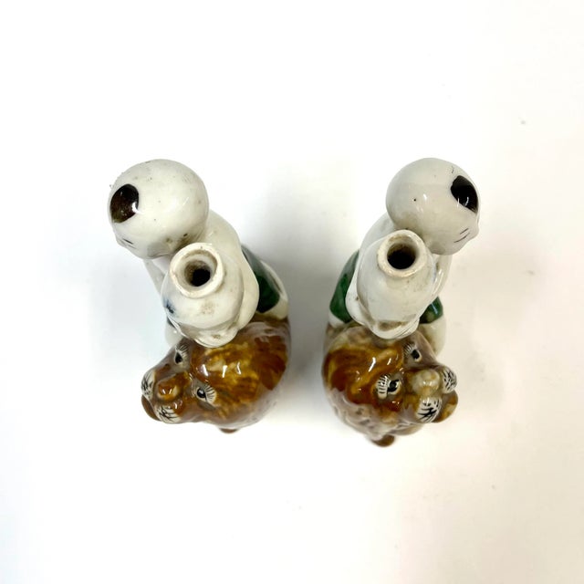 19th Century Porcelain Vases of Babies on Lions - a Pair For Sale - Image 10 of 11