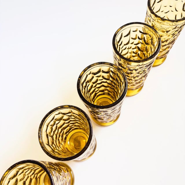 Yellow Fostoria Pebble Beach Yellow Water Goblets - Set of 5 For Sale - Image 8 of 9