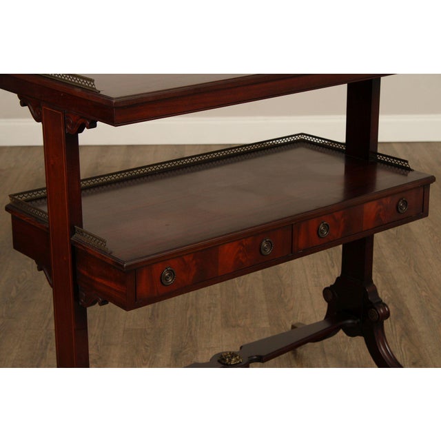 Wood Regency Style Mahogany Two Tiered Serving Table For Sale - Image 7 of 12