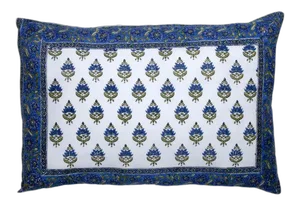 Birds on Vine-Blossom Blue Reversible Pillow Case