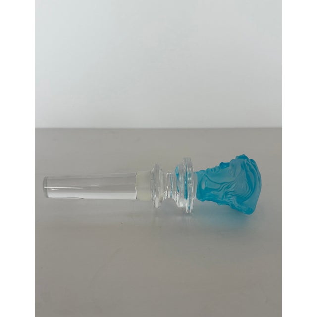 Cerulean 1990s Versace for Rosenthal Medusa Lumière Aquamarine Crystal Bottle Stopper For Sale - Image 8 of 9