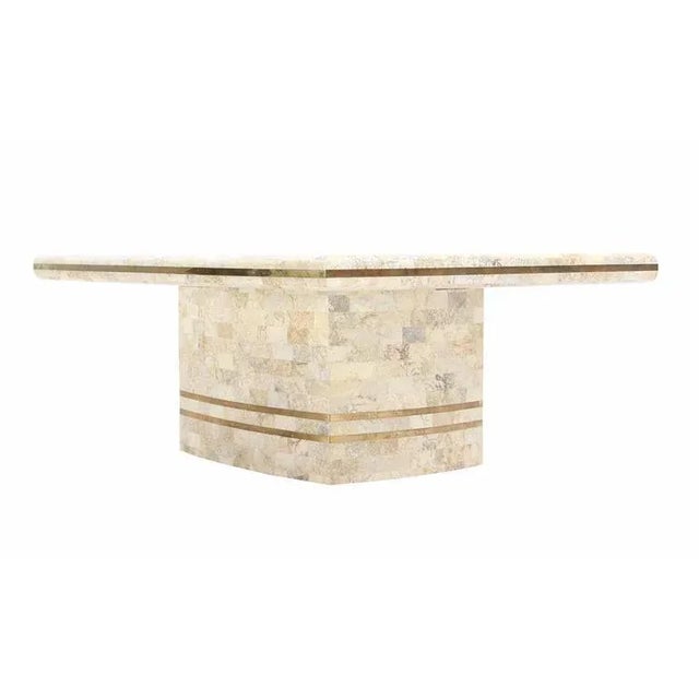 Mid-Century Modern Vintage Mid Century Maitland Smith Brass Inlay Tessellated Coffee Table For Sale - Image 3 of 6