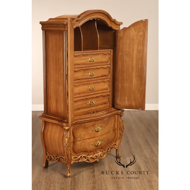 French Rococo Style Bombe Armoire Chest For Sale - Image 13 of 18