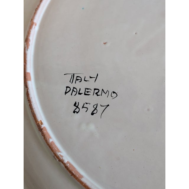 1960s Vintage Italian Majolica Pottery Serving Platter and Bowl Hand Painted For Sale - Image 5 of 9