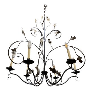 Ironware Custom Alexandra Forged Iron Six Light Chandelier For Sale