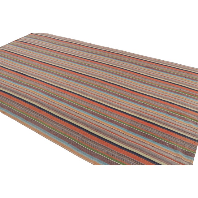 Rug & Kilim Vintage Geometric Red Pink Multicolor Wool Kilim Rug For Sale - Image 4 of 7