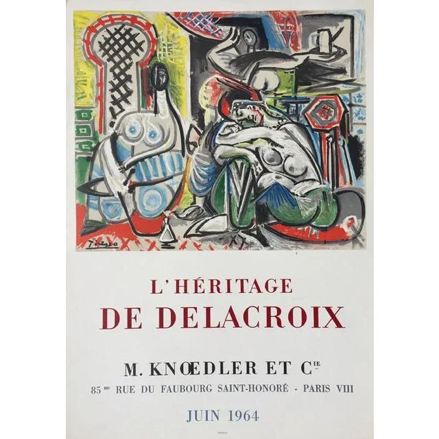 Figurative Picasso l'Heritage De Delacroix Original Lithograph Poster. For Sale - Image 3 of 4