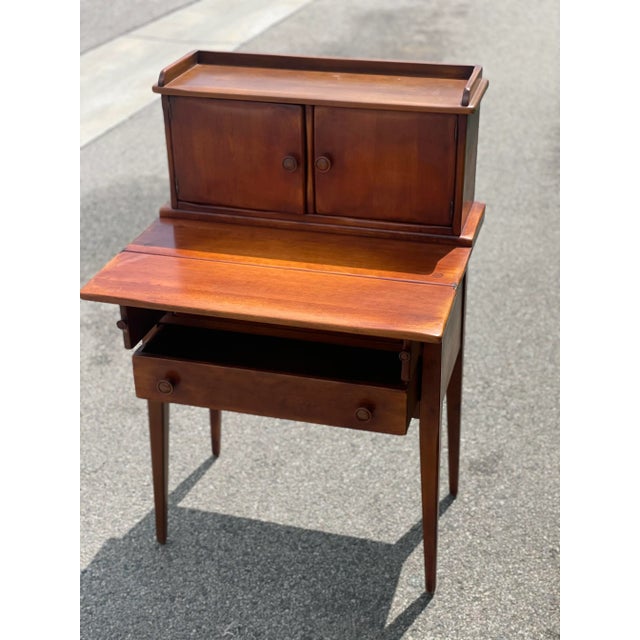 English 1960s Vintage Mid Century Danish+Teak Secretary Desk For Sale - Image 3 of 9