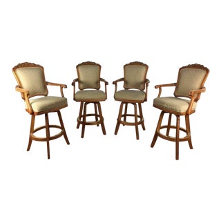 Mikhail Darafeev Upholstered Bar Chairs - Set of 4 For Sale