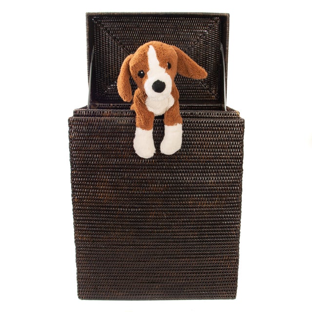 Boho Chic Artifacts Rattan Rectangular Hamper With Hinged Lid For Sale - Image 4 of 4