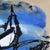 Textile Raised by Shadows - Original Blue Urban Pop Art Acrylic and Oil Stick Painting on Canvas For Sale - Image 7 of 8