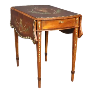 Rare Adams Paint Decorated English Pembroke Table Circa 1920