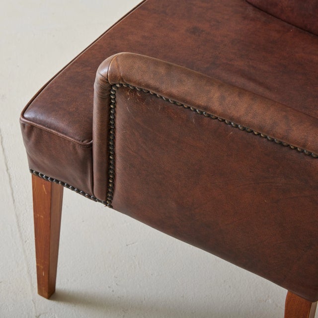 Wood Dutch Armchair in Brown Sheepskin Leather, 1970s For Sale - Image 7 of 11