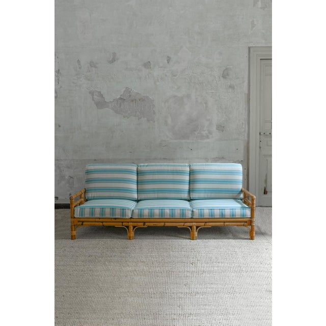 Three-seater sofa in natural bamboo finish – ming series, designer colin morrow for vivai del sud, 1980s product details...