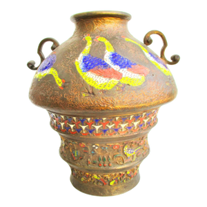 Japanese Bronze Champlevé Modernist Vase MCM