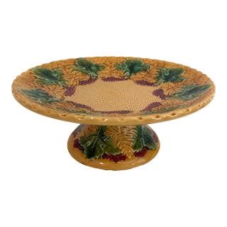 1940s Majolica Pottery Taza / Cake Stand For Sale