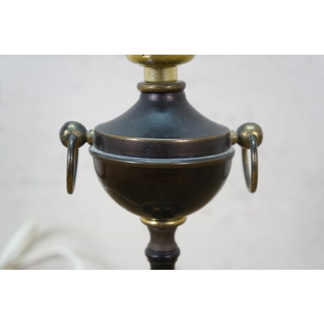 Metal Vintage Black Brass Neoclassical Mantle Urn Boudoir Vanity Table Lamp 15" For Sale - Image 7 of 14