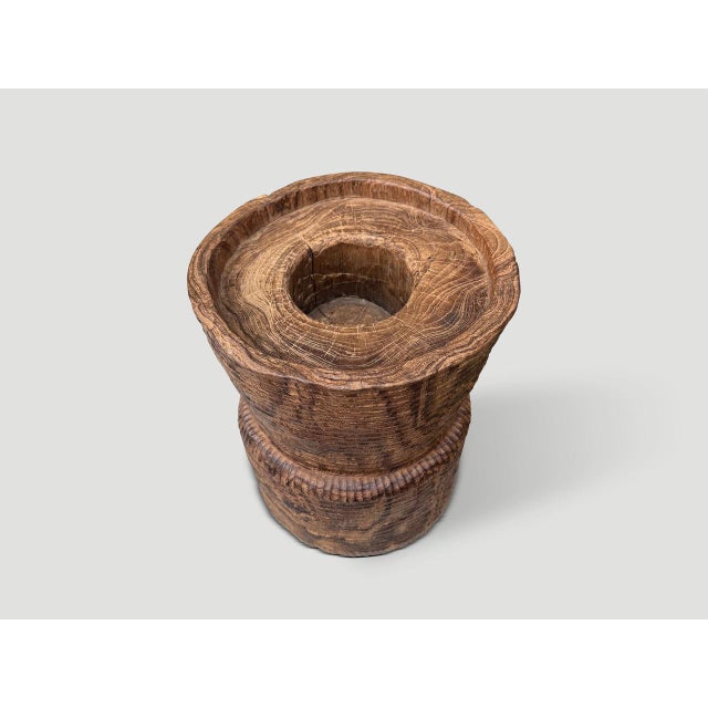 Andrianna Shamaris Ancient Teak Wood Mortar For Sale In New York - Image 6 of 6