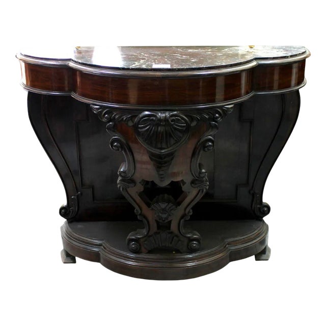 Antique Neapolitan Console in Wood with Marble Top For Sale
